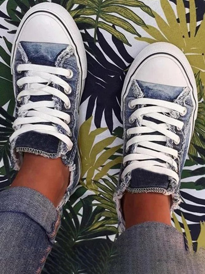 Canvas Flat Heel Casual Flats Sneakers&athletic
