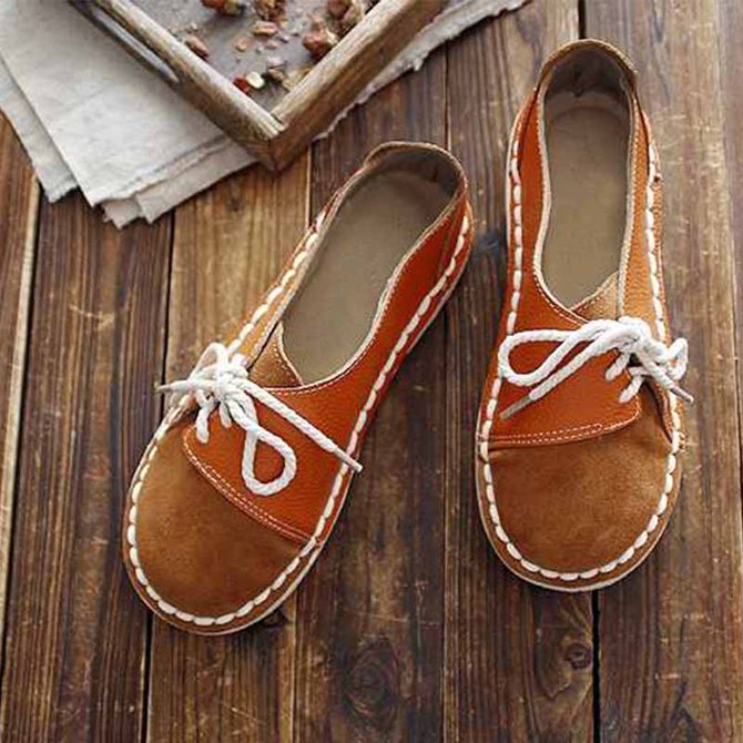 Women's Casual Vintage Round Toe Flats All Season Shoes