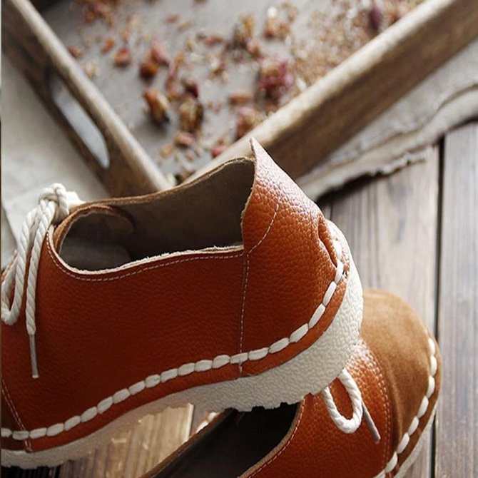 Women's Casual Vintage Round Toe Flats All Season Shoes