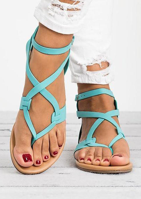 Hollow Out Cross Strap Flip Flop Flat Sandals