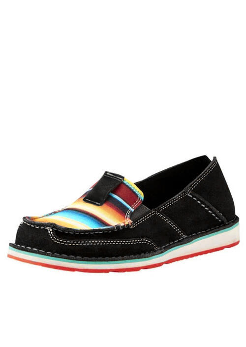 Serape Striped Splicing Flat Canvas Sneakers