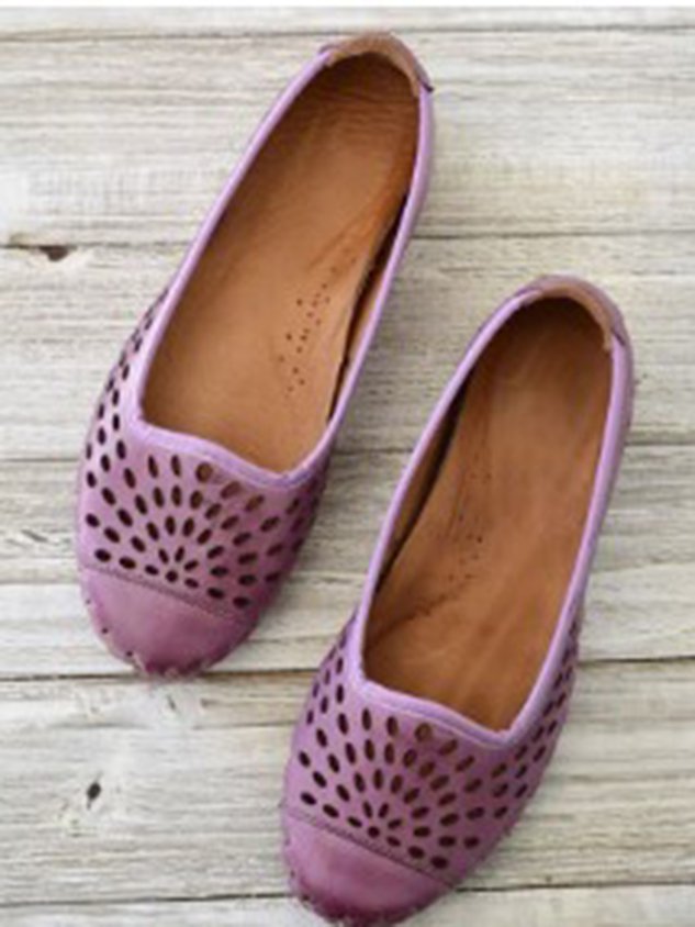 Retro Distressed Hollow Woven Flat Shoes
