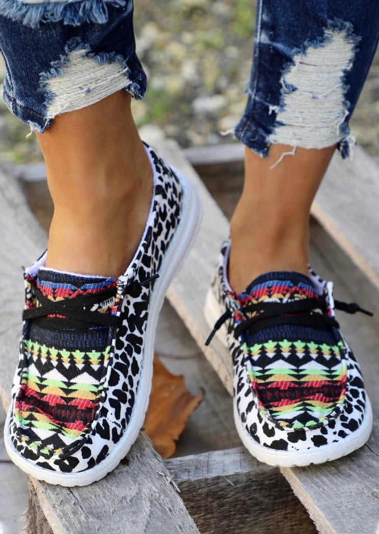 Western Leopard Lace Up Sneakers