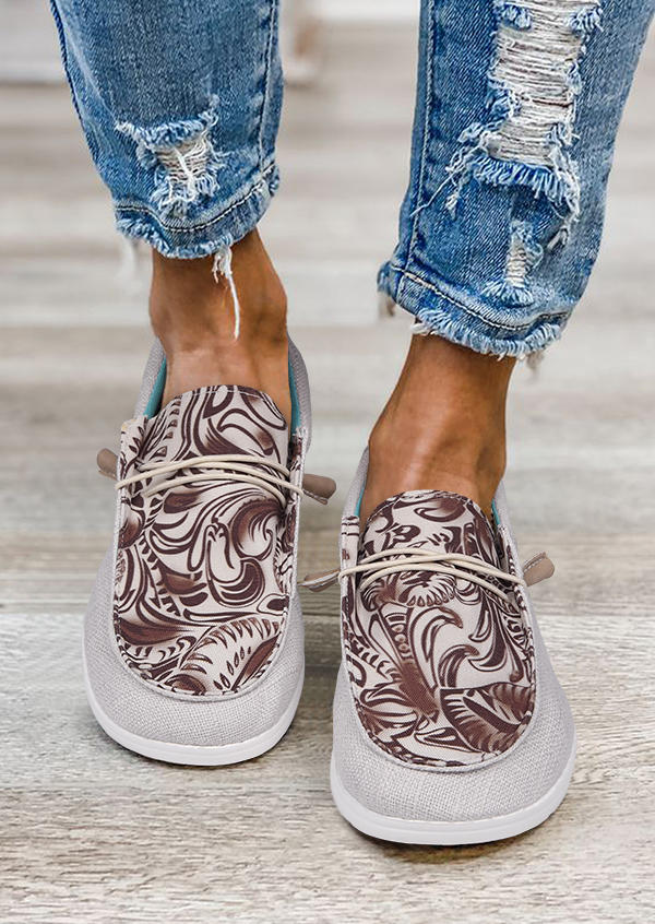Leaf Round Toe Flat Sneakers