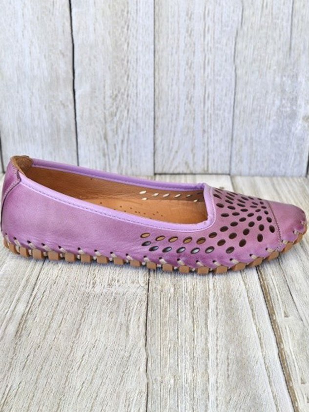 Retro Distressed Hollow Woven Flat Shoes