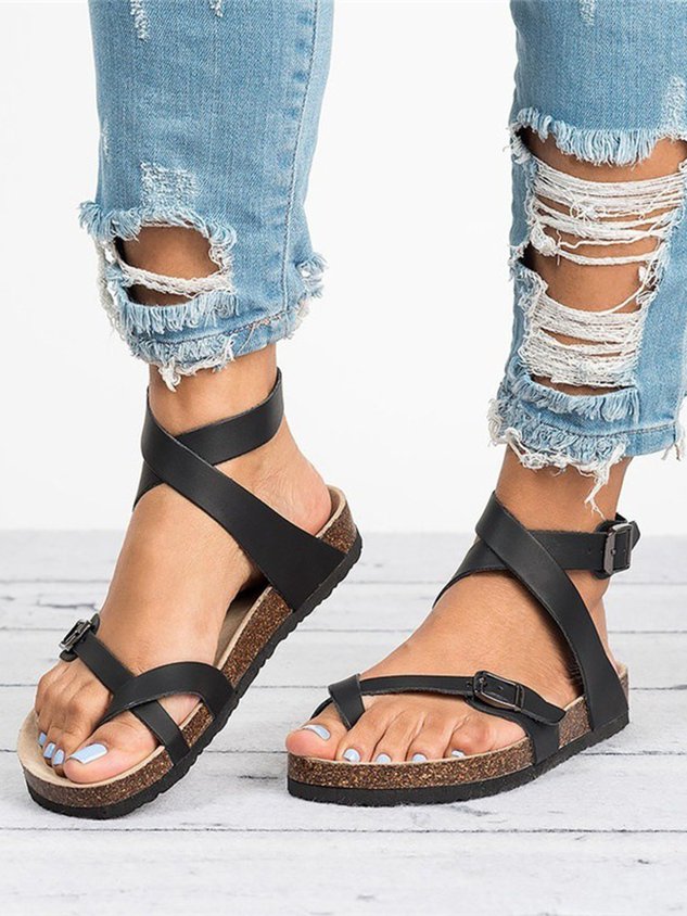 Ladies Thong Platform Roman Sandals