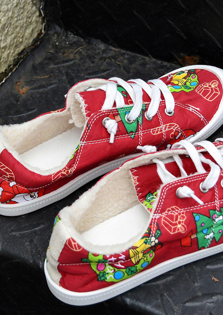 Christmas Tree Santa Claus Fleece Sneakers