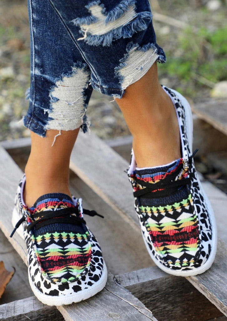 Western Leopard Lace Up Sneakers