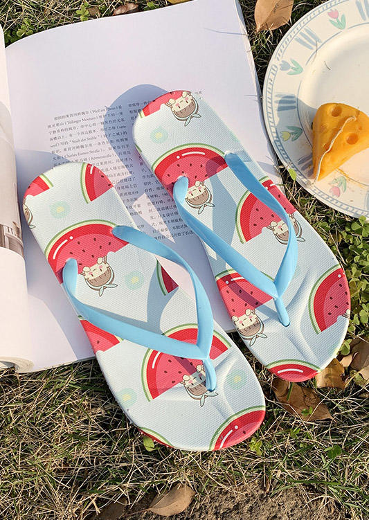 Summer Watermelon Flat Flip Flops Slippers