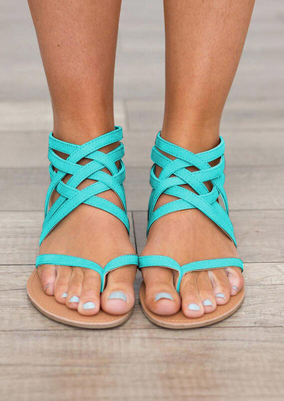Summer Cross-Tied Zipper Flat Sandals
