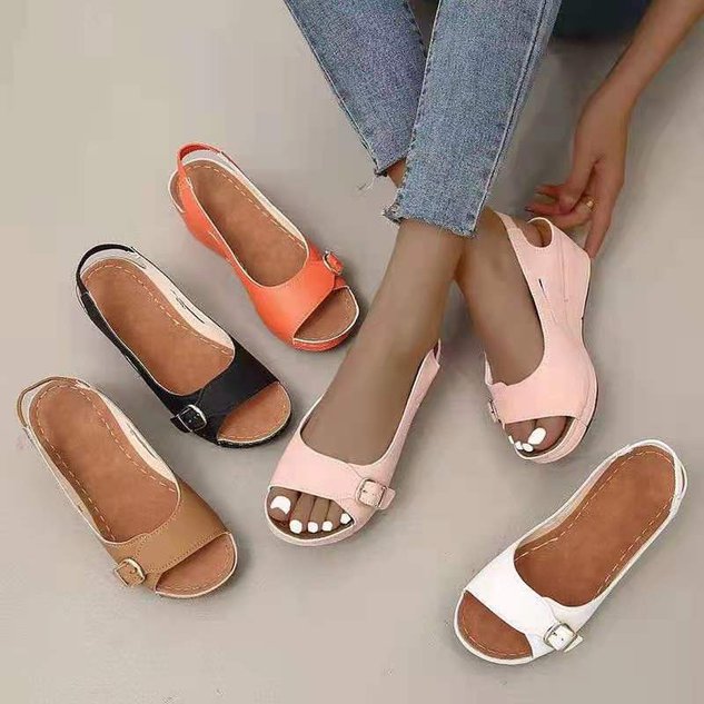 Summer Pink Pu Daily Vintage Sandals