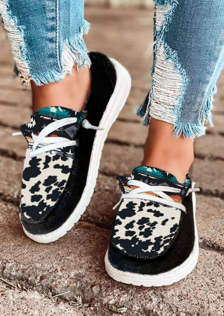 Aztec Cow Slip On Flat Sneakers