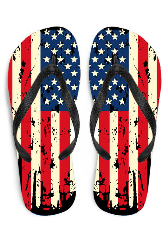 Summer American Flag Star Flip Flops Slippers