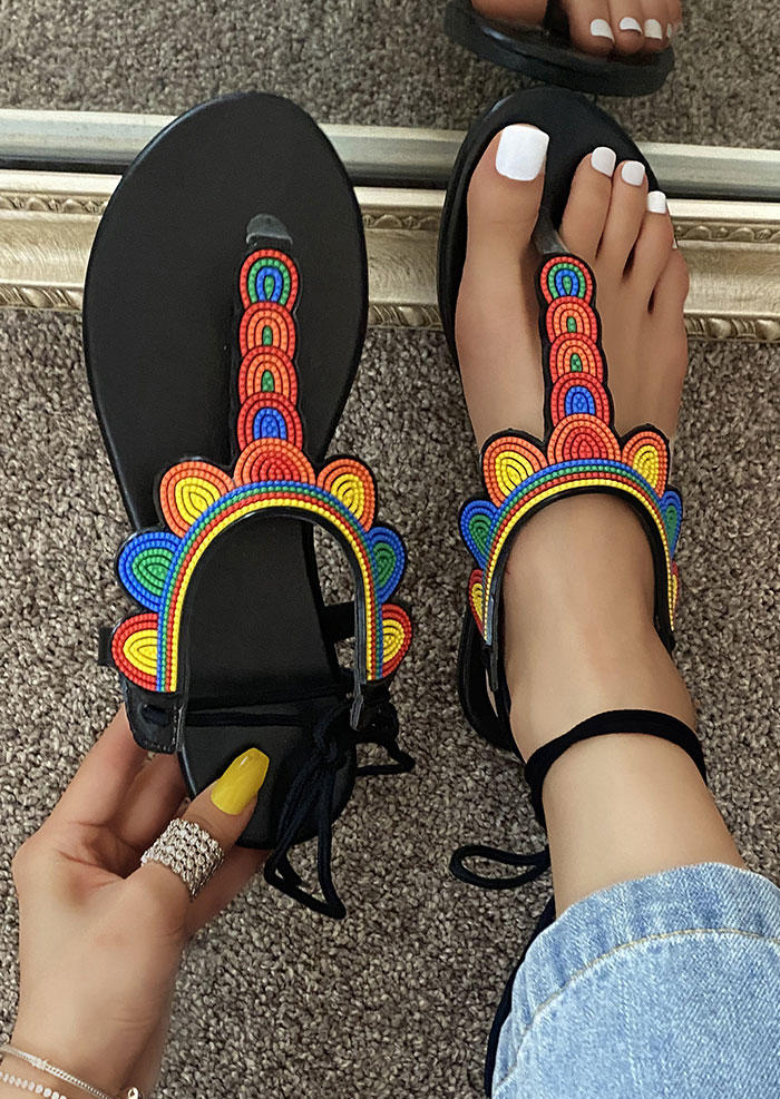 Colorful Ethnic Style Flat Thong Sandals