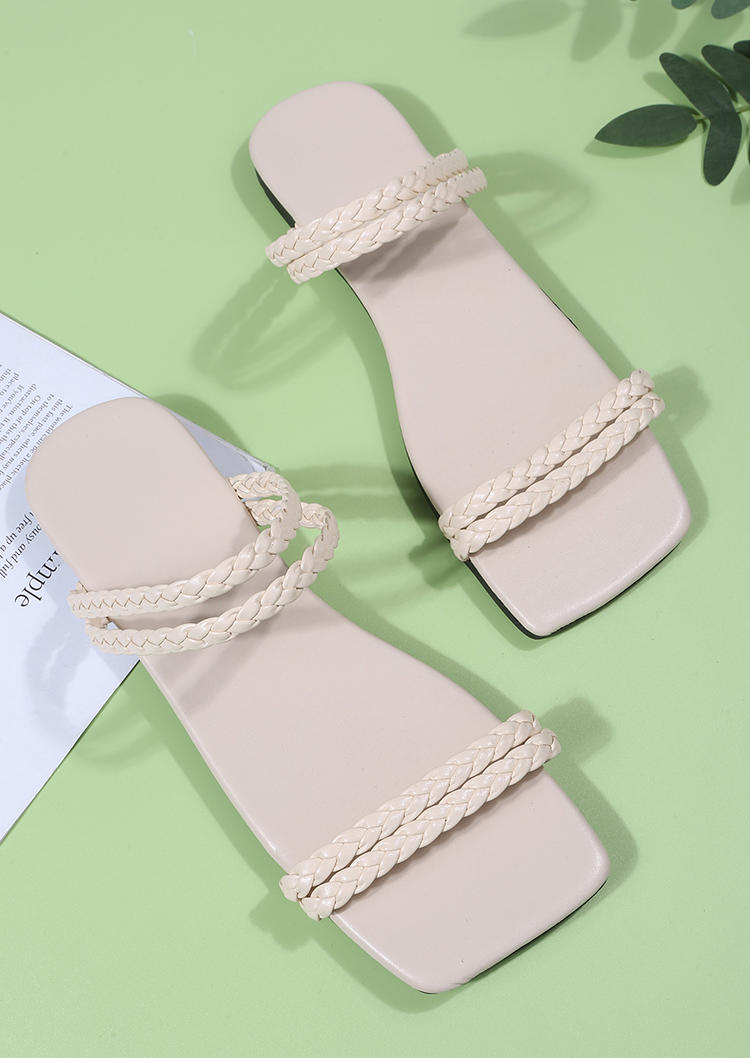 Braided Square Toe Flat Slippers