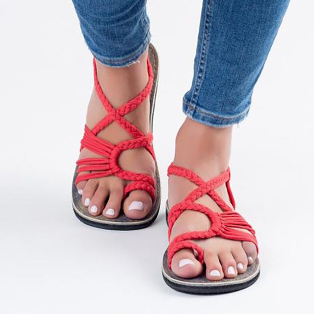 Summer Handmade Breathable Bandage Beach Flat Sandals