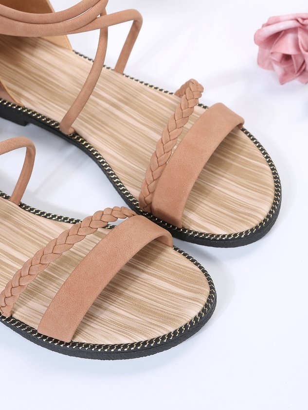 Boho Woven Striped Zipper Sandals
