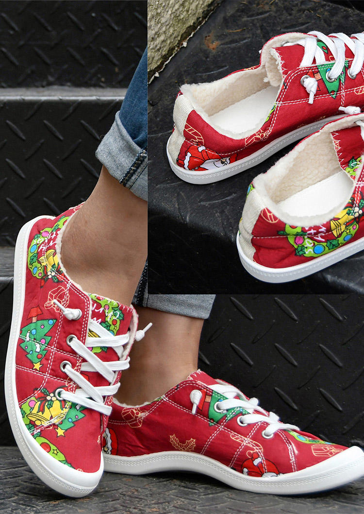 Christmas Tree Santa Claus Fleece Sneakers
