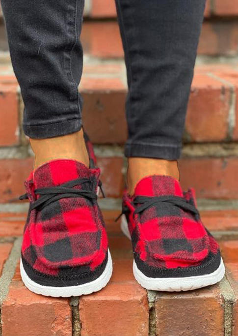 Buffalo Plaid Flat Sneakers
