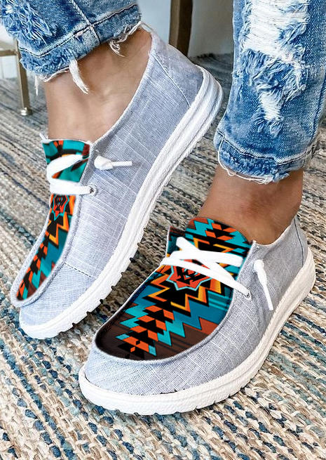 Aztec Geometric Lace Up Sneakers