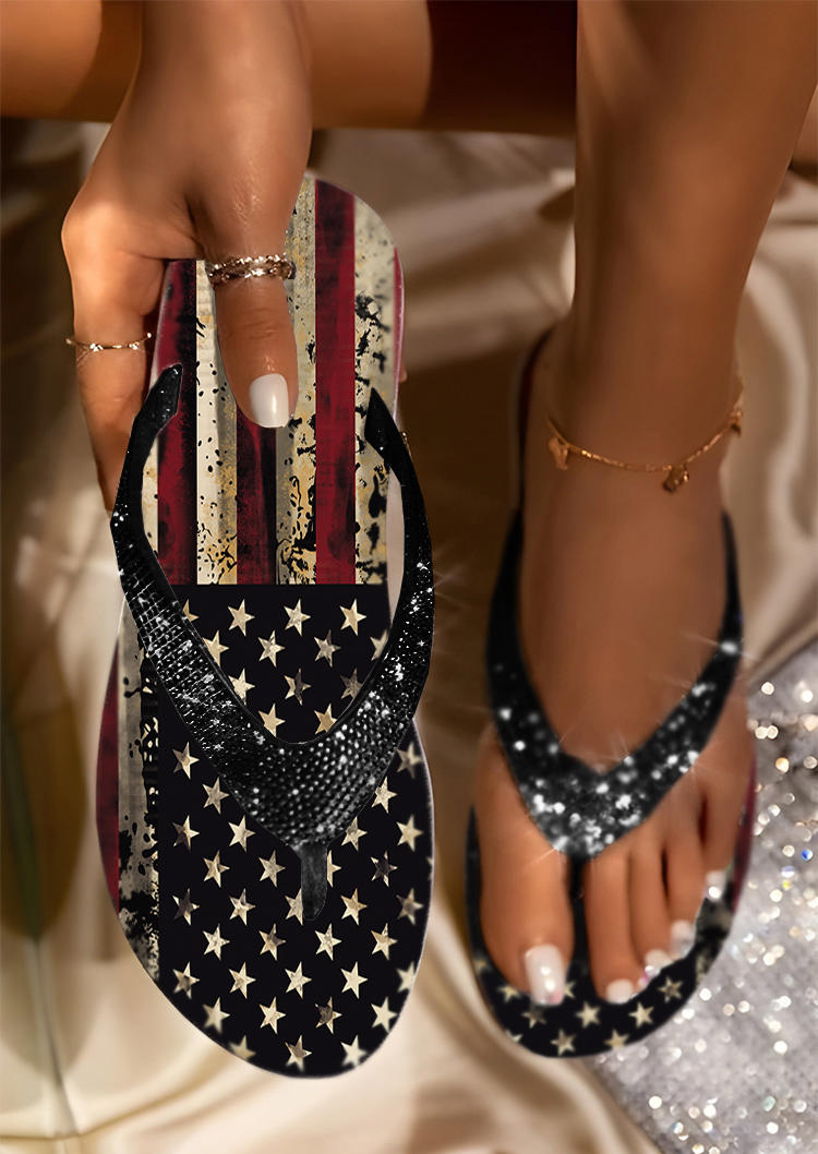 American Flag Flip Flops Flat Slippers