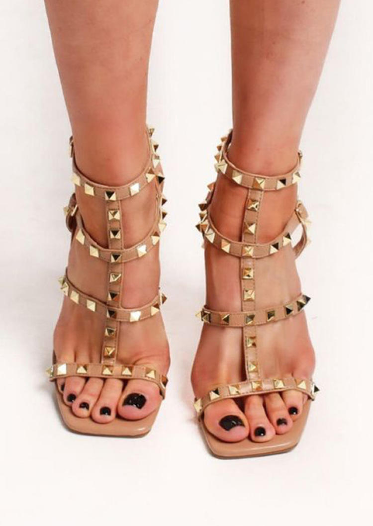 Vintage Color Block Strappy Toe Ring Flat Sandals