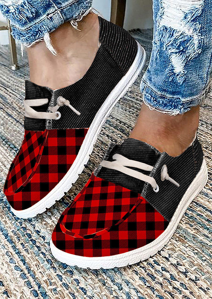 Buffalo Plaid Lace Up Sneakers