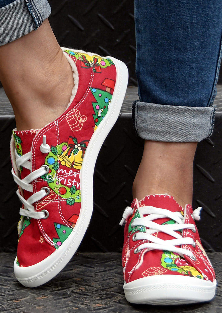 Christmas Tree Santa Claus Fleece Sneakers