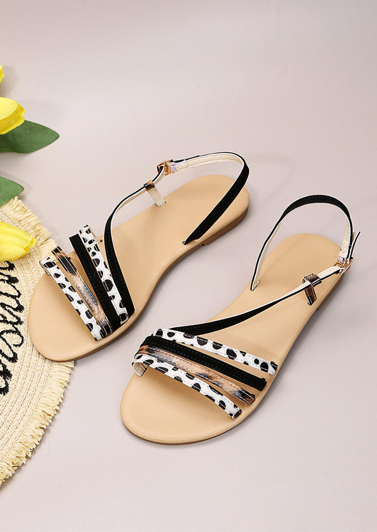 Summer Striped Criss-Cross Flat Slippers