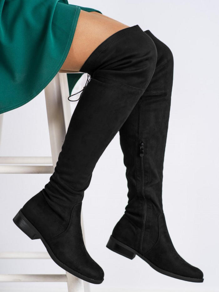 Zipper Tie Over Knee Boots