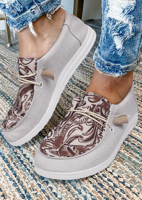 Leaf Round Toe Flat Sneakers