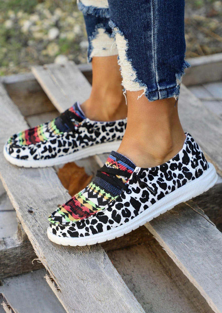 Western Leopard Lace Up Sneakers