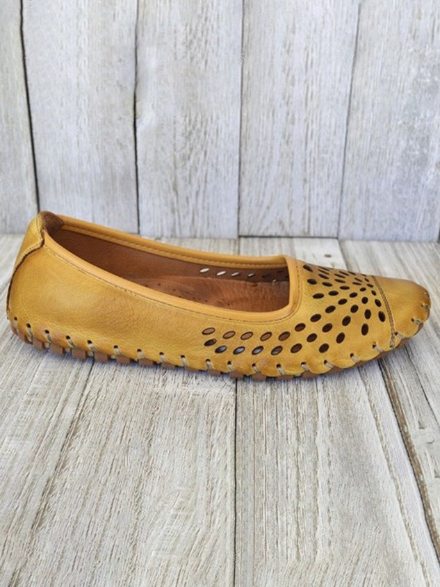 Retro Distressed Hollow Woven Flat Shoes