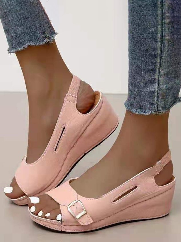 Summer Pink Pu Daily Vintage Sandals