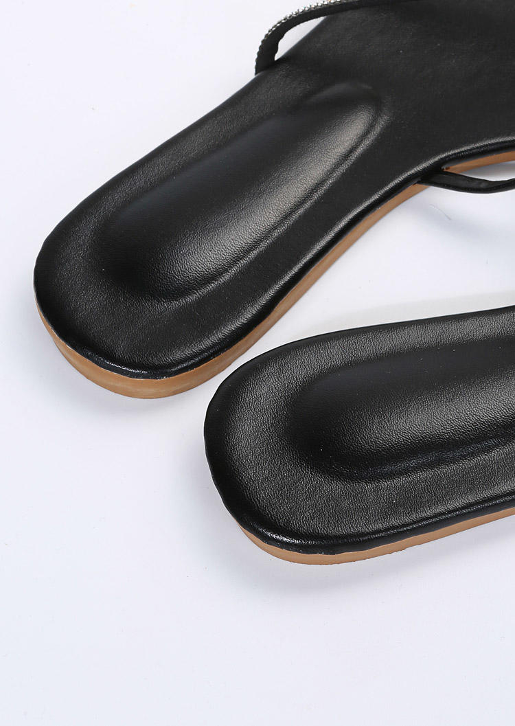 Rhinestone Toe Ring Slip On Slippers