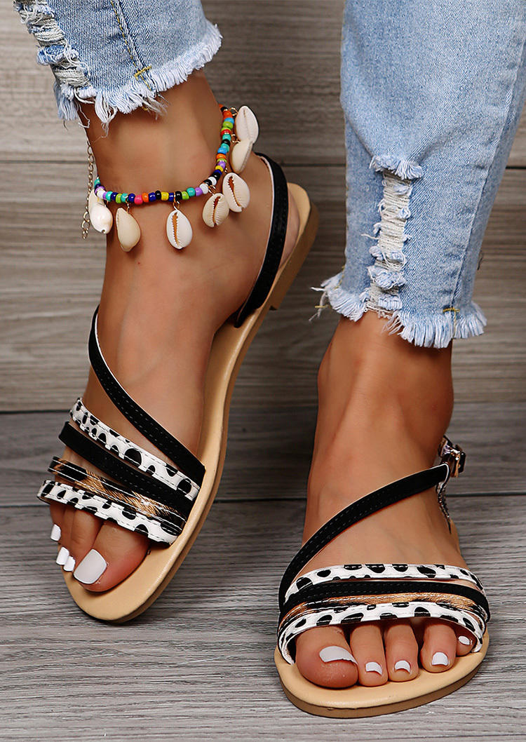 Summer Striped Criss-Cross Flat Slippers