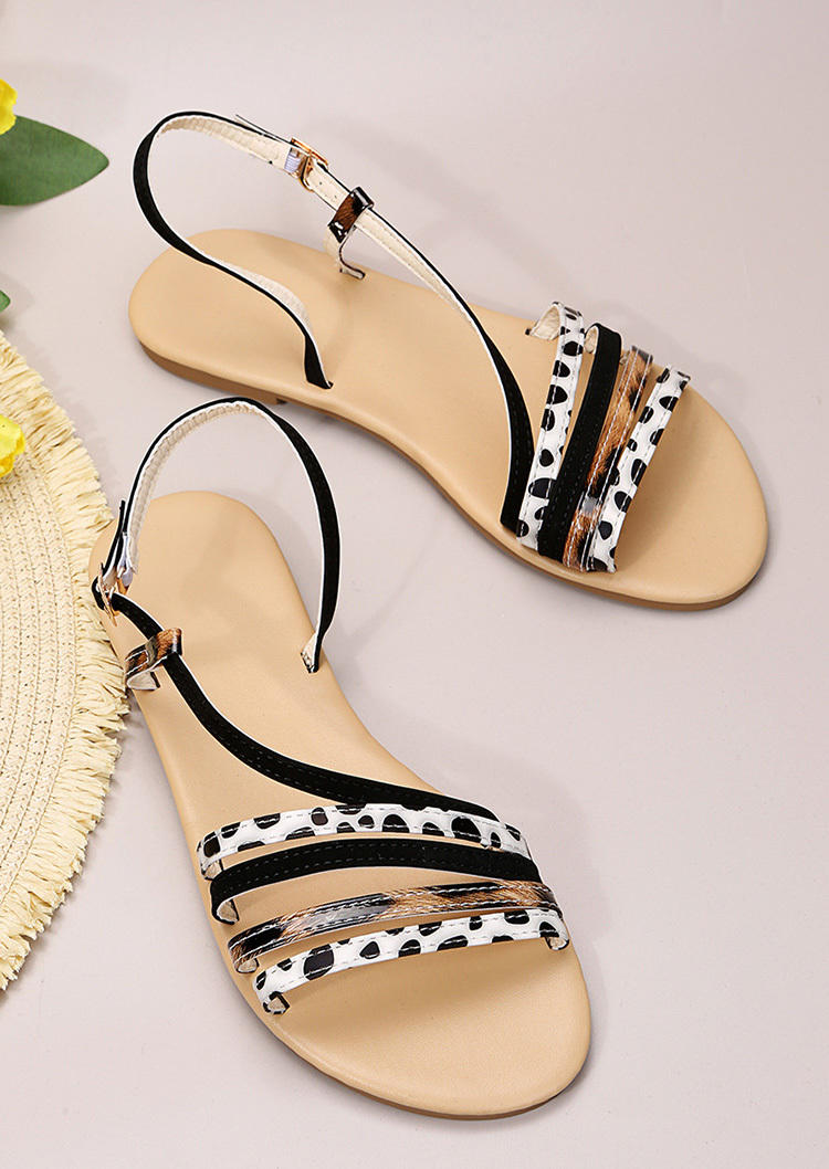 Summer Striped Criss-Cross Flat Slippers