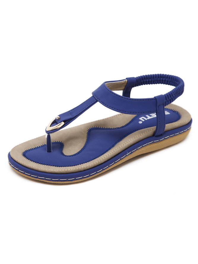 Women's Beach Metal Buckle Trim Flip-On Sandals