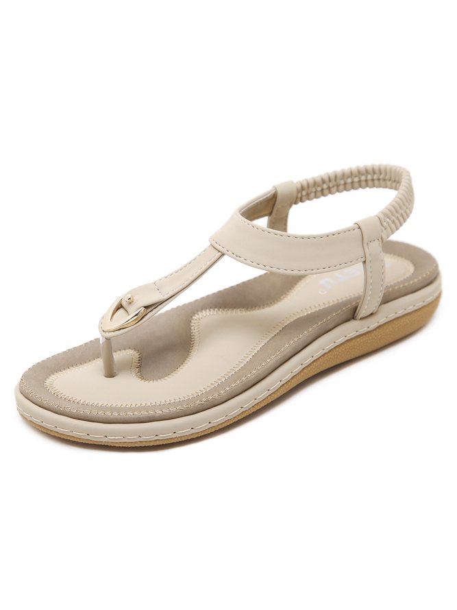 Women's Beach Metal Buckle Trim Flip-On Sandals