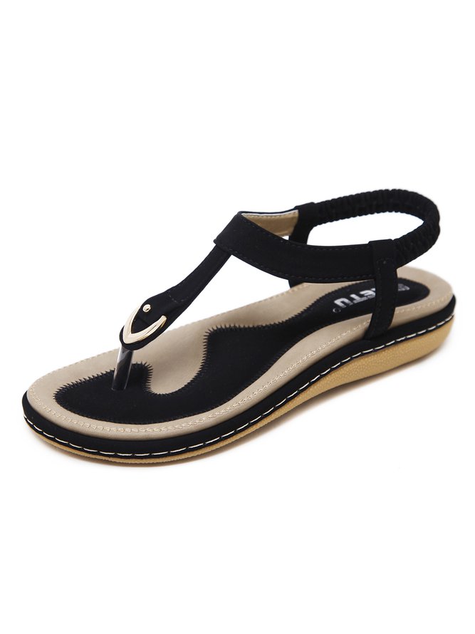 Women's Beach Metal Buckle Trim Flip-On Sandals