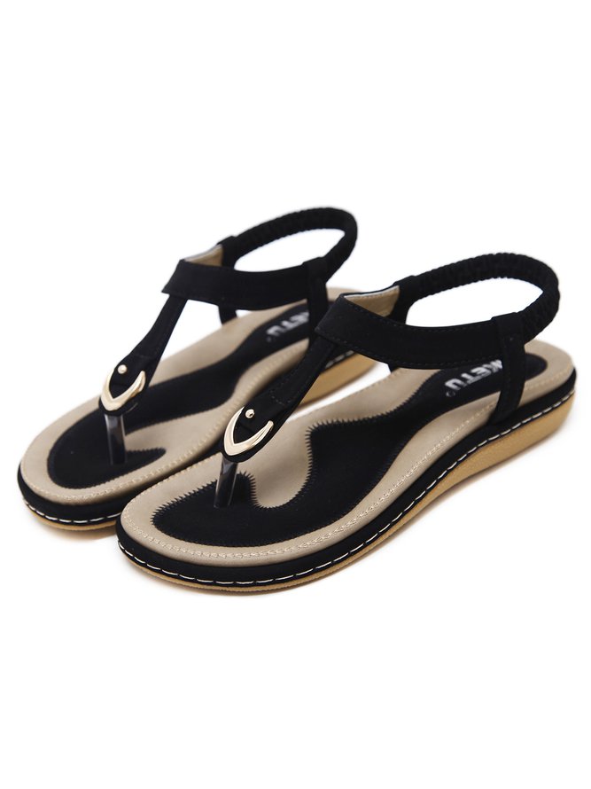 Women's Beach Metal Buckle Trim Flip-On Sandals