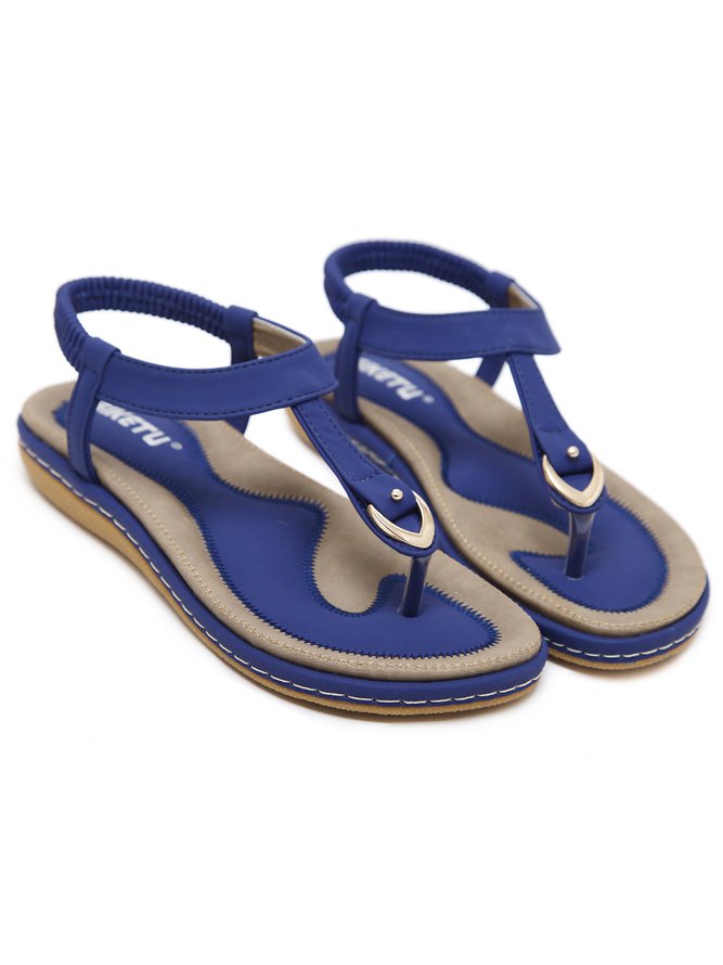 Women's Beach Metal Buckle Trim Flip-On Sandals