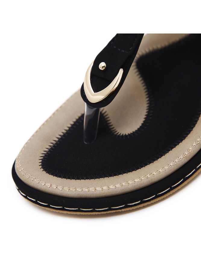 Women's Beach Metal Buckle Trim Flip-On Sandals