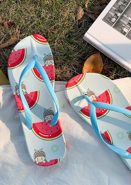 Summer Watermelon Flat Flip Flops Slippers