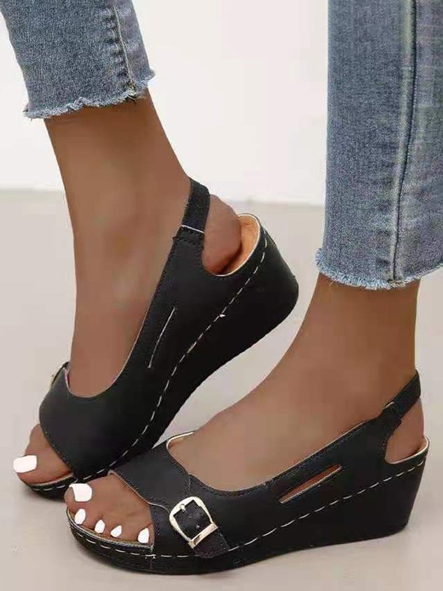 Summer Pink Pu Daily Vintage Sandals