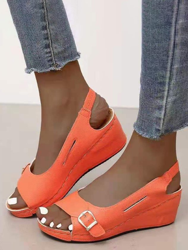 Summer Pink Pu Daily Vintage Sandals