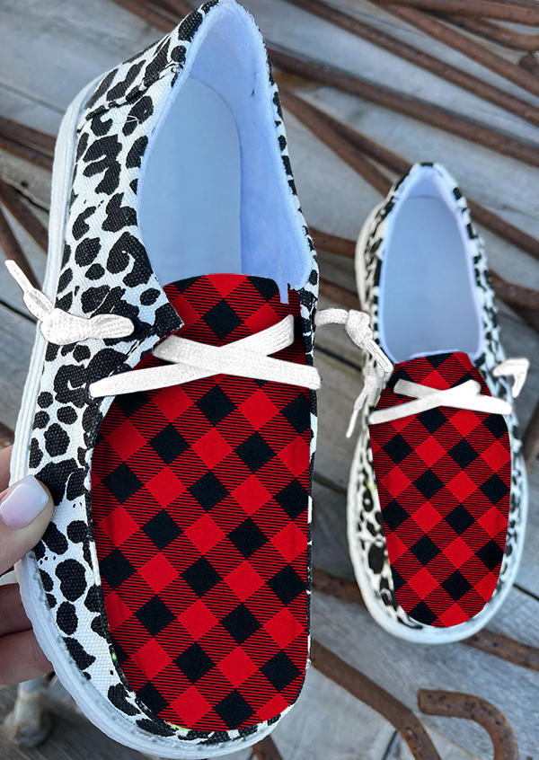 Cow Plaid Lace Up Sneakers