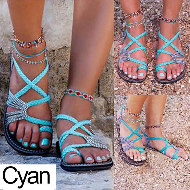 Summer Handmade Breathable Bandage Beach Flat Sandals