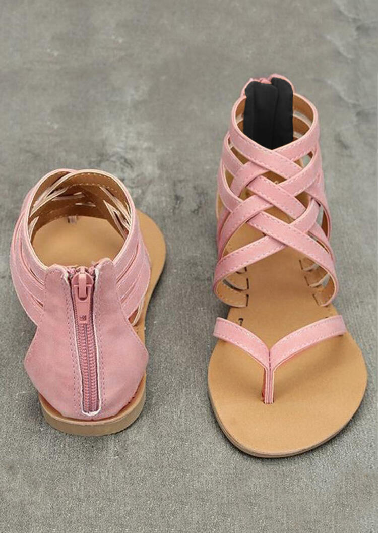 Summer Cross-Tied Zipper Flat Sandals
