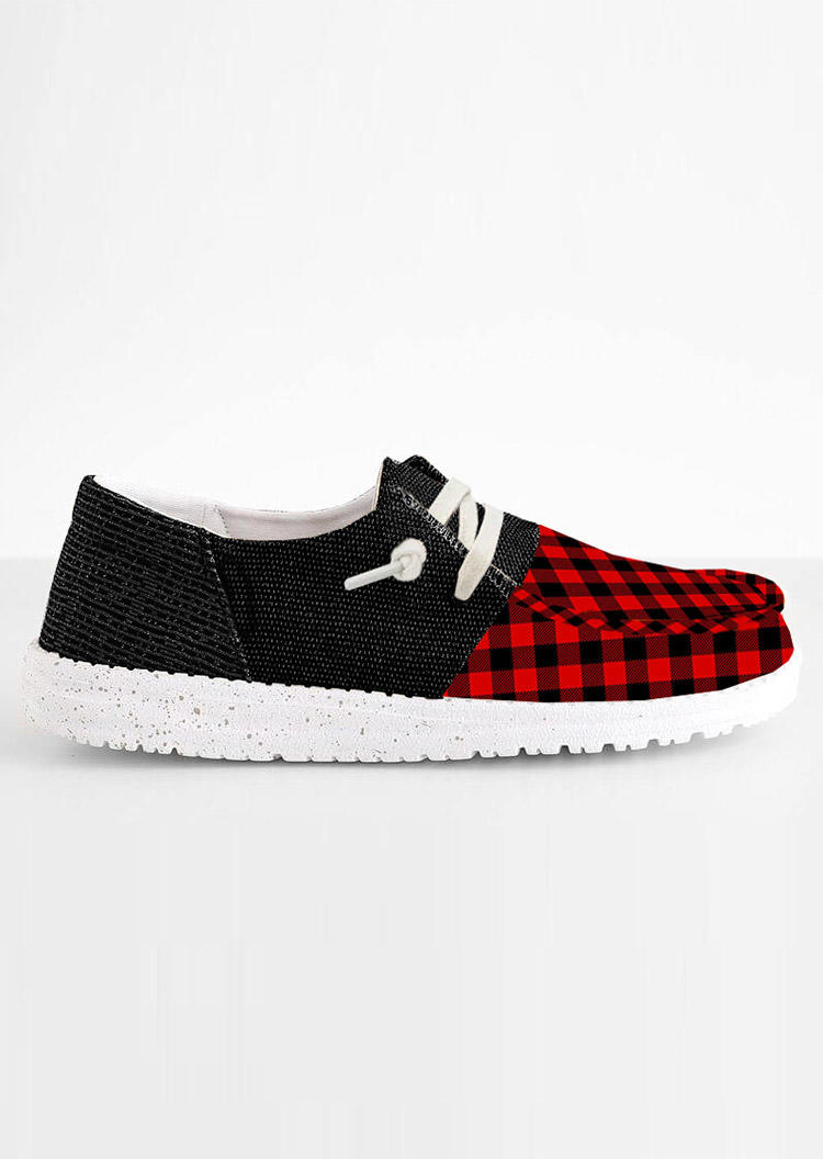 Buffalo Plaid Lace Up Sneakers